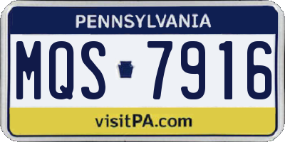 PA license plate MQS7916