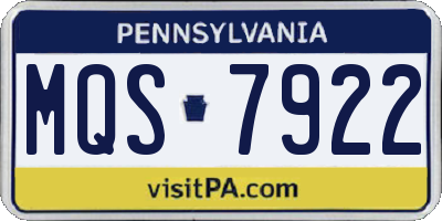 PA license plate MQS7922
