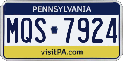 PA license plate MQS7924