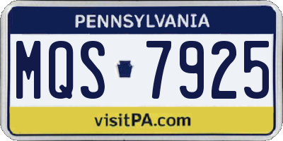 PA license plate MQS7925