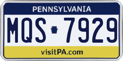 PA license plate MQS7929