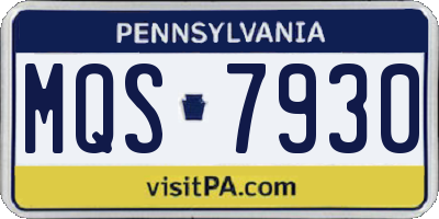 PA license plate MQS7930