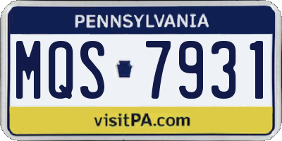 PA license plate MQS7931
