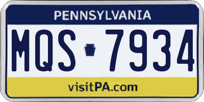 PA license plate MQS7934