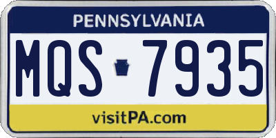 PA license plate MQS7935