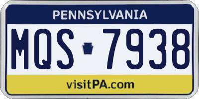 PA license plate MQS7938