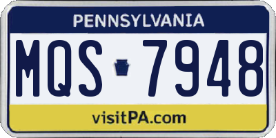 PA license plate MQS7948