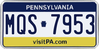 PA license plate MQS7953