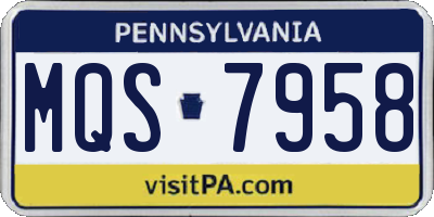 PA license plate MQS7958