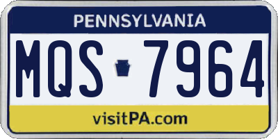 PA license plate MQS7964