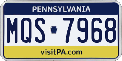 PA license plate MQS7968