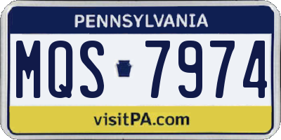 PA license plate MQS7974