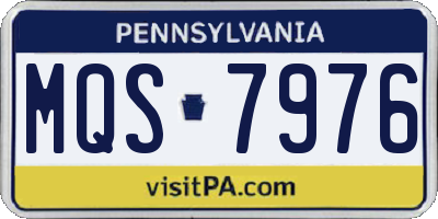 PA license plate MQS7976