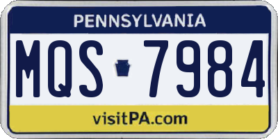 PA license plate MQS7984