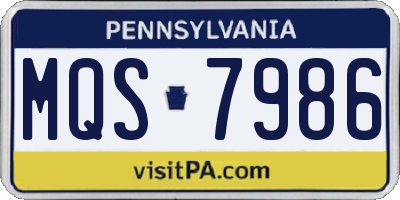 PA license plate MQS7986