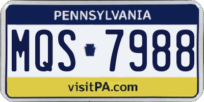 PA license plate MQS7988