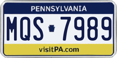 PA license plate MQS7989