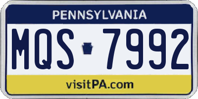 PA license plate MQS7992