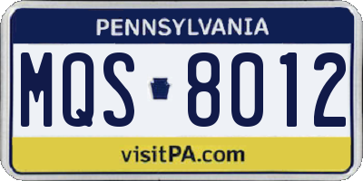PA license plate MQS8012