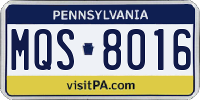 PA license plate MQS8016