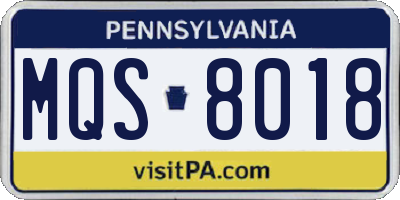 PA license plate MQS8018