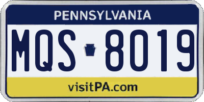 PA license plate MQS8019