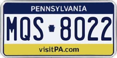 PA license plate MQS8022