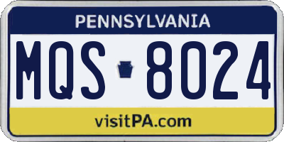 PA license plate MQS8024