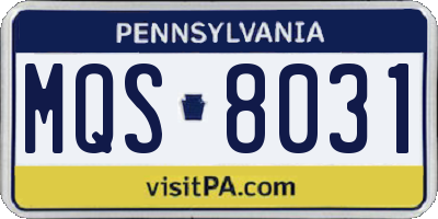 PA license plate MQS8031