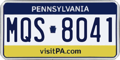 PA license plate MQS8041