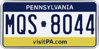 PA license plate MQS8044
