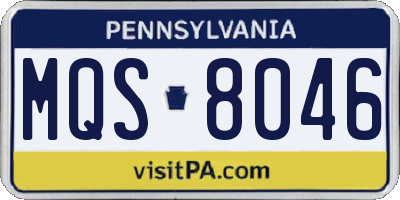 PA license plate MQS8046