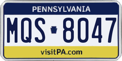 PA license plate MQS8047