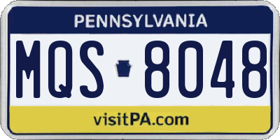 PA license plate MQS8048