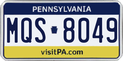 PA license plate MQS8049