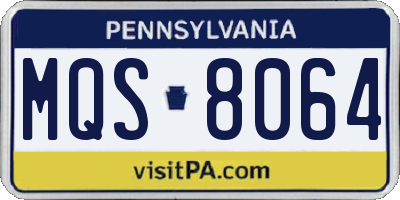 PA license plate MQS8064