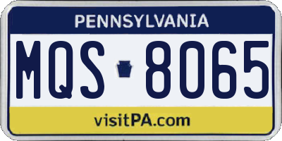 PA license plate MQS8065