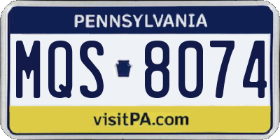 PA license plate MQS8074