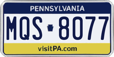 PA license plate MQS8077