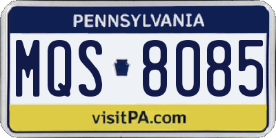 PA license plate MQS8085