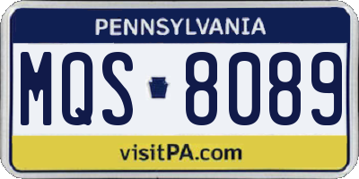 PA license plate MQS8089