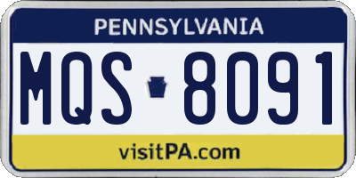 PA license plate MQS8091