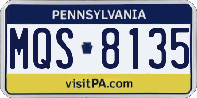 PA license plate MQS8135