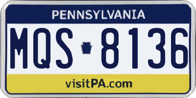 PA license plate MQS8136