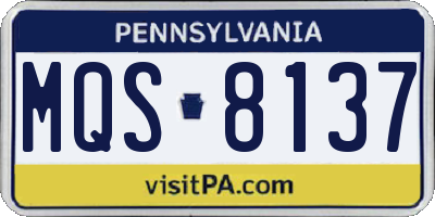 PA license plate MQS8137
