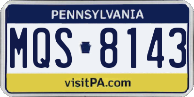 PA license plate MQS8143