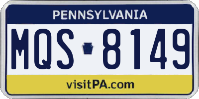 PA license plate MQS8149