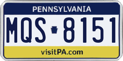 PA license plate MQS8151