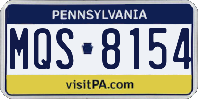 PA license plate MQS8154