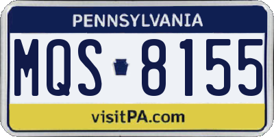 PA license plate MQS8155